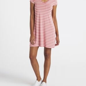 Market & Spruce Pink and White V-Neck Mini Dress